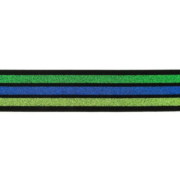 Gummiband 4 cm Breit mit Lurexstreifen Lime-Royal-Grün